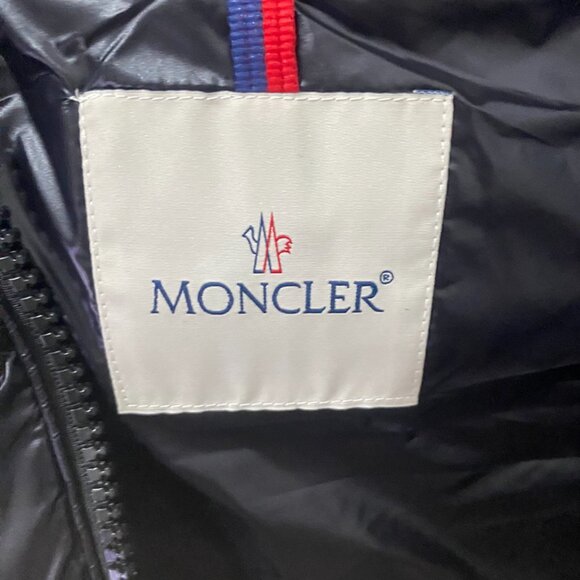 Womens Tricolor Hood Moncler Black Puffer Vest - Picture 10 of 12